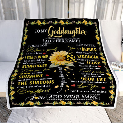 Personalized To My Goddaughter Blanket From Godmother Uncle Be A Sunflower Goddaughter Birthday Gifts Graduation Christmas Customized Fleece Throw Blanket | siriusteestore