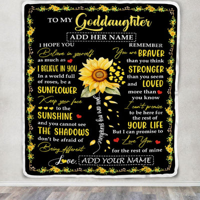 Personalized To My Goddaughter Blanket From Godmother Uncle Be A Sunflower Goddaughter Birthday Gifts Graduation Christmas Customized Fleece Throw Blanket | siriusteestore