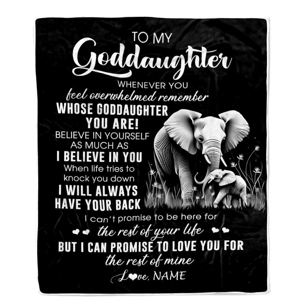 Personalized To My Goddaughter Blanket From Godmother Uncle Whenever You Feel Elephant Goddaughter Birthday Gifts Christmas Customized Fleece Throw Blanket | siriusteestore