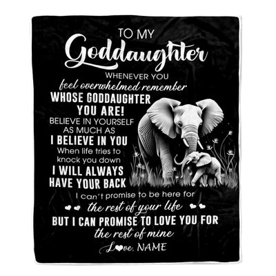 Personalized To My Goddaughter Blanket From Godmother Uncle Whenever You Feel Elephant Goddaughter Birthday Gifts Christmas Customized Fleece Throw Blanket | siriusteestore