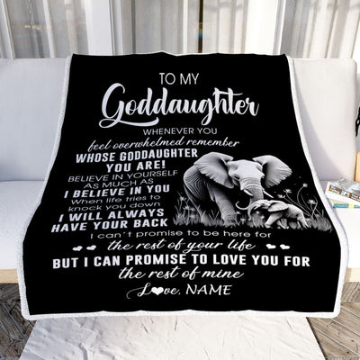 Personalized To My Goddaughter Blanket From Godmother Uncle Whenever You Feel Elephant Goddaughter Birthday Gifts Christmas Customized Fleece Throw Blanket | siriusteestore