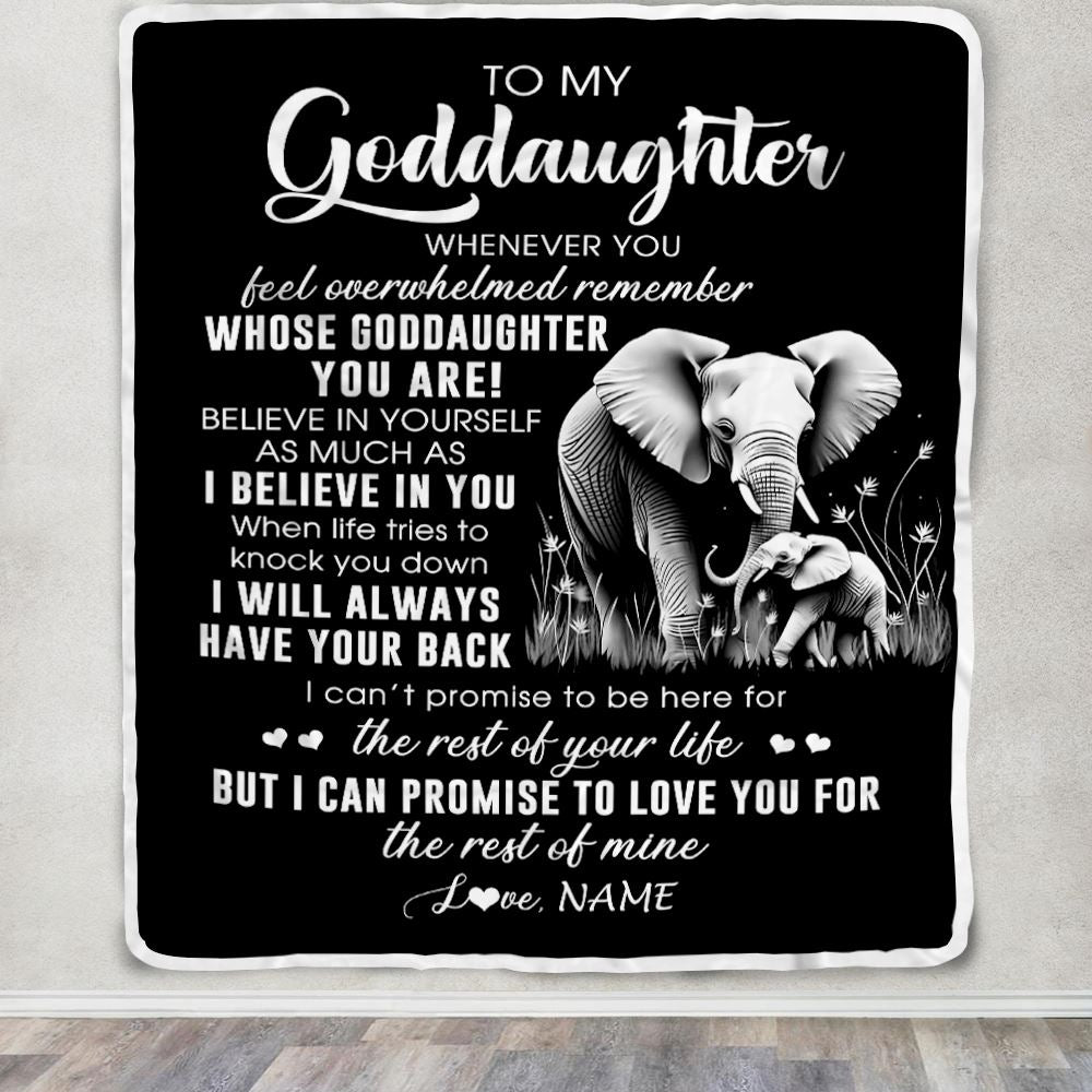 Personalized To My Goddaughter Blanket From Godmother Uncle Whenever You Feel Elephant Goddaughter Birthday Gifts Christmas Customized Fleece Throw Blanket | siriusteestore