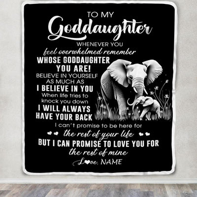 Personalized To My Goddaughter Blanket From Godmother Uncle Whenever You Feel Elephant Goddaughter Birthday Gifts Christmas Customized Fleece Throw Blanket | siriusteestore