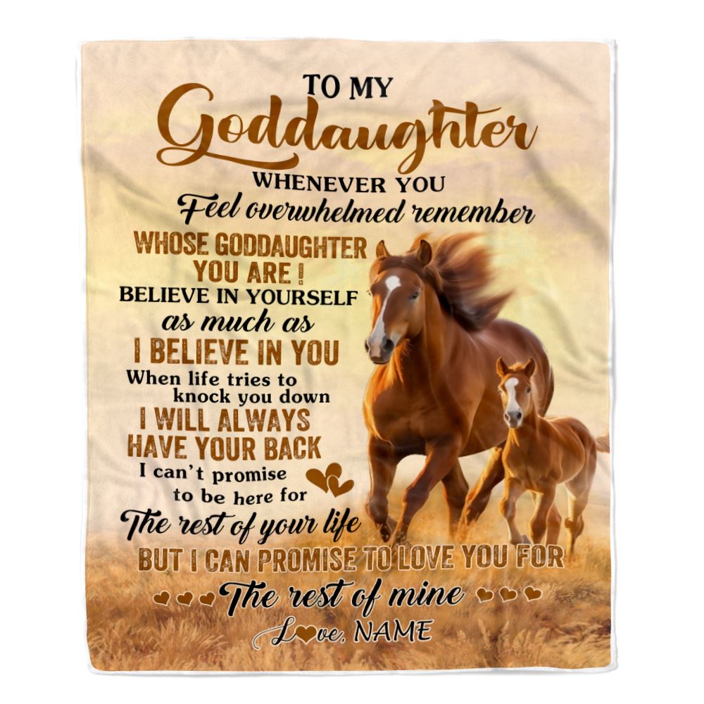 Personalized To My Goddaughter Blanket From Godmother Uncle Whenever You Feel Horse Goddaughter Birthday Gifts Graduation Christmas Customized Fleece Blanket | siriusteestore