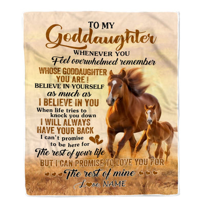 Personalized To My Goddaughter Blanket From Godmother Uncle Whenever You Feel Horse Goddaughter Birthday Gifts Graduation Christmas Customized Fleece Blanket | siriusteestore