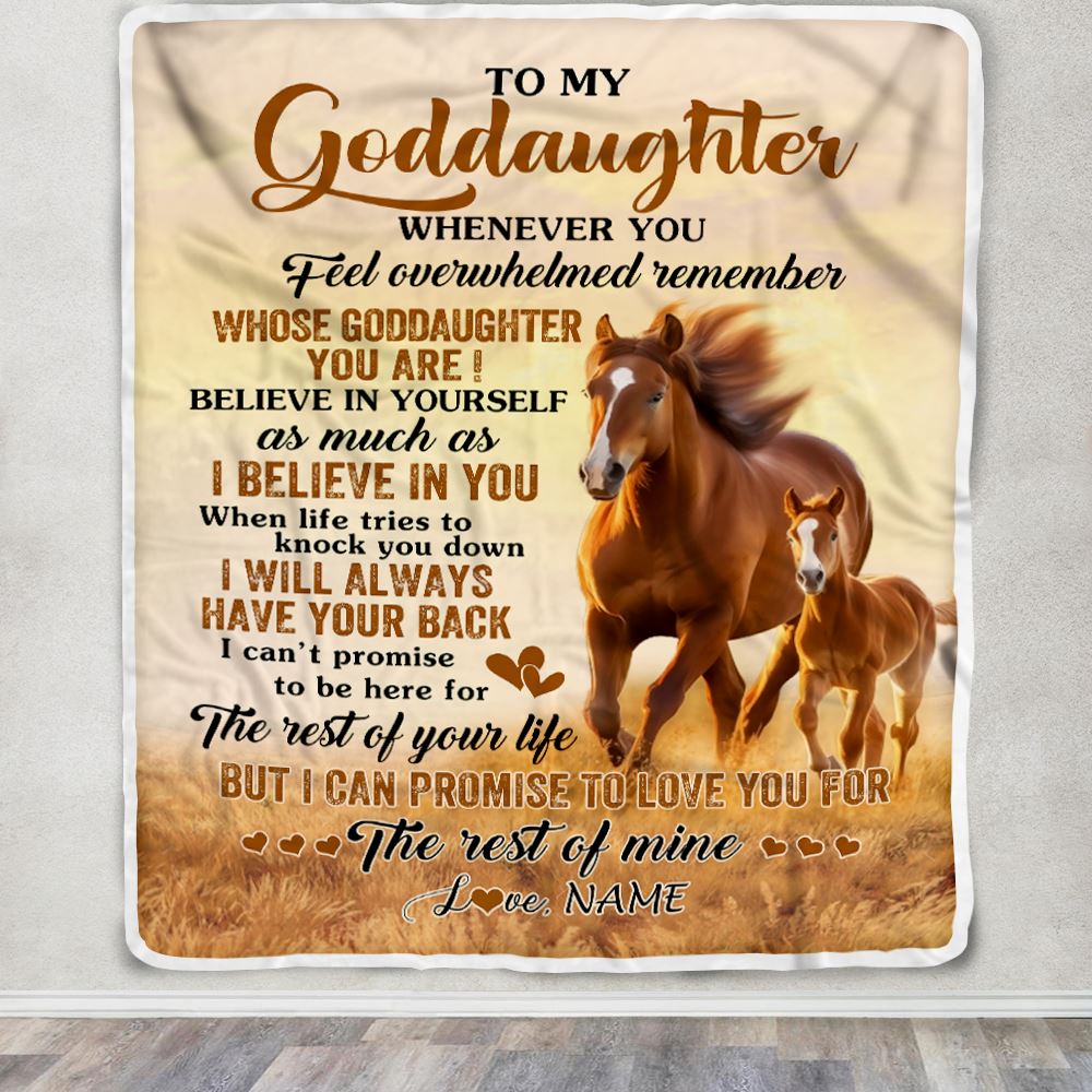 Personalized To My Goddaughter Blanket From Godmother Uncle Whenever You Feel Horse Goddaughter Birthday Gifts Graduation Christmas Customized Fleece Blanket | siriusteestore