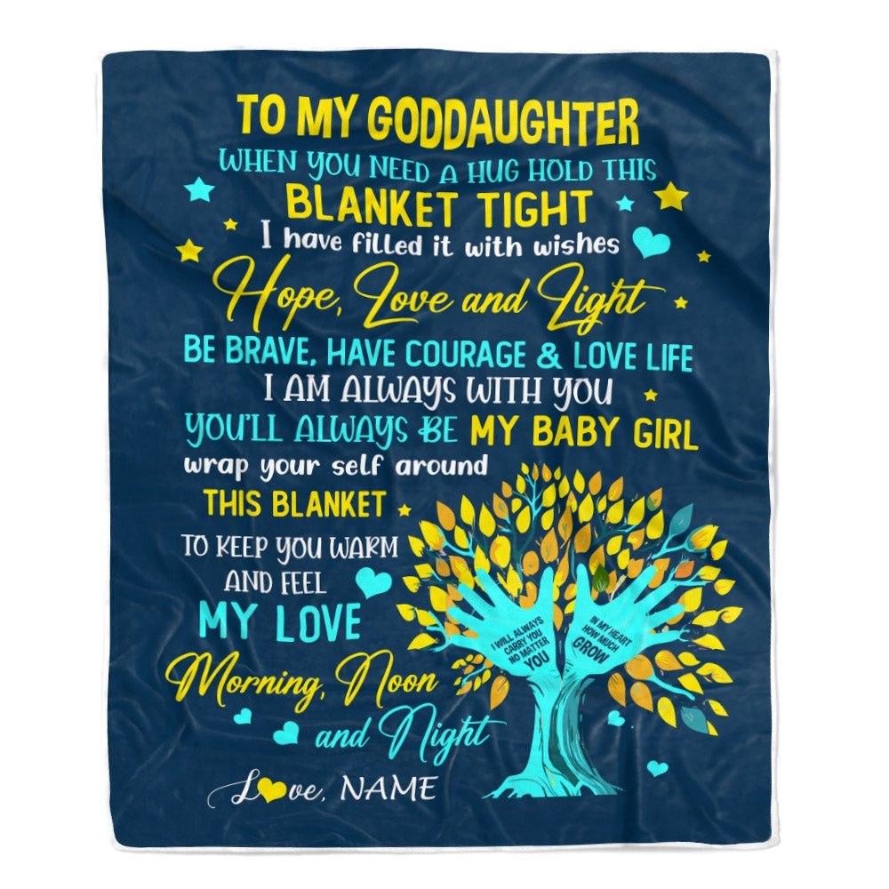 Personalized To My Goddaughter Blanket From Godmother When You Need A Hug Baby Girl Goddaughter Birthday Graduation Christmas Customized Fleece Blanket | siriusteestore