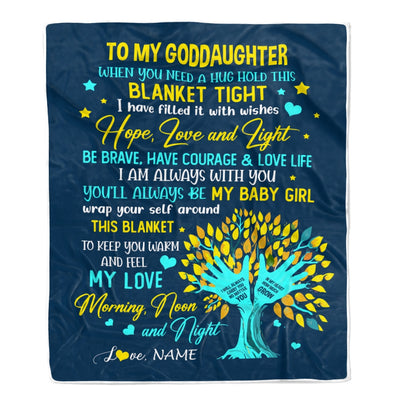 Personalized To My Goddaughter Blanket From Godmother When You Need A Hug Baby Girl Goddaughter Birthday Graduation Christmas Customized Fleece Blanket | siriusteestore