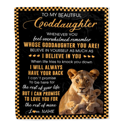 Personalized To My Goddaughter Blanket From Godmother Whenever You Feel Lion Goddaughter Birthday Gifts Graduation Christmas Customized Fleece Throw Blanket | siriusteestore