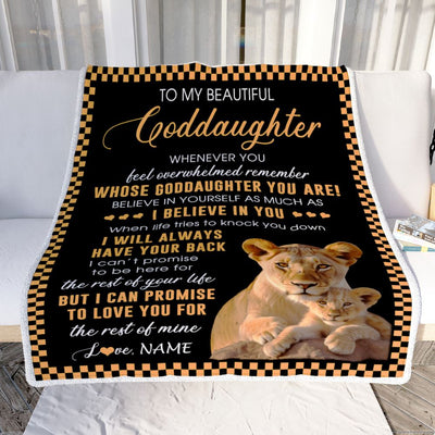 Personalized To My Goddaughter Blanket From Godmother Whenever You Feel Lion Goddaughter Birthday Gifts Graduation Christmas Customized Fleece Throw Blanket | siriusteestore