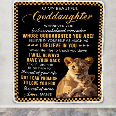 Personalized To My Goddaughter Blanket From Godmother Whenever You Feel Lion Goddaughter Birthday Gifts Graduation Christmas Customized Fleece Throw Blanket | siriusteestore