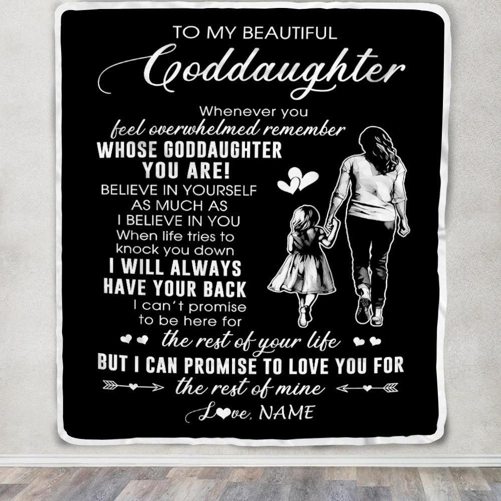 Personalized To My Goddaughter Blanket From Godmother Whenever You Feel Overwhelmed Goddaughter Birthday Christmas Customized Bed Fleece Throw Blanket | siriusteestore