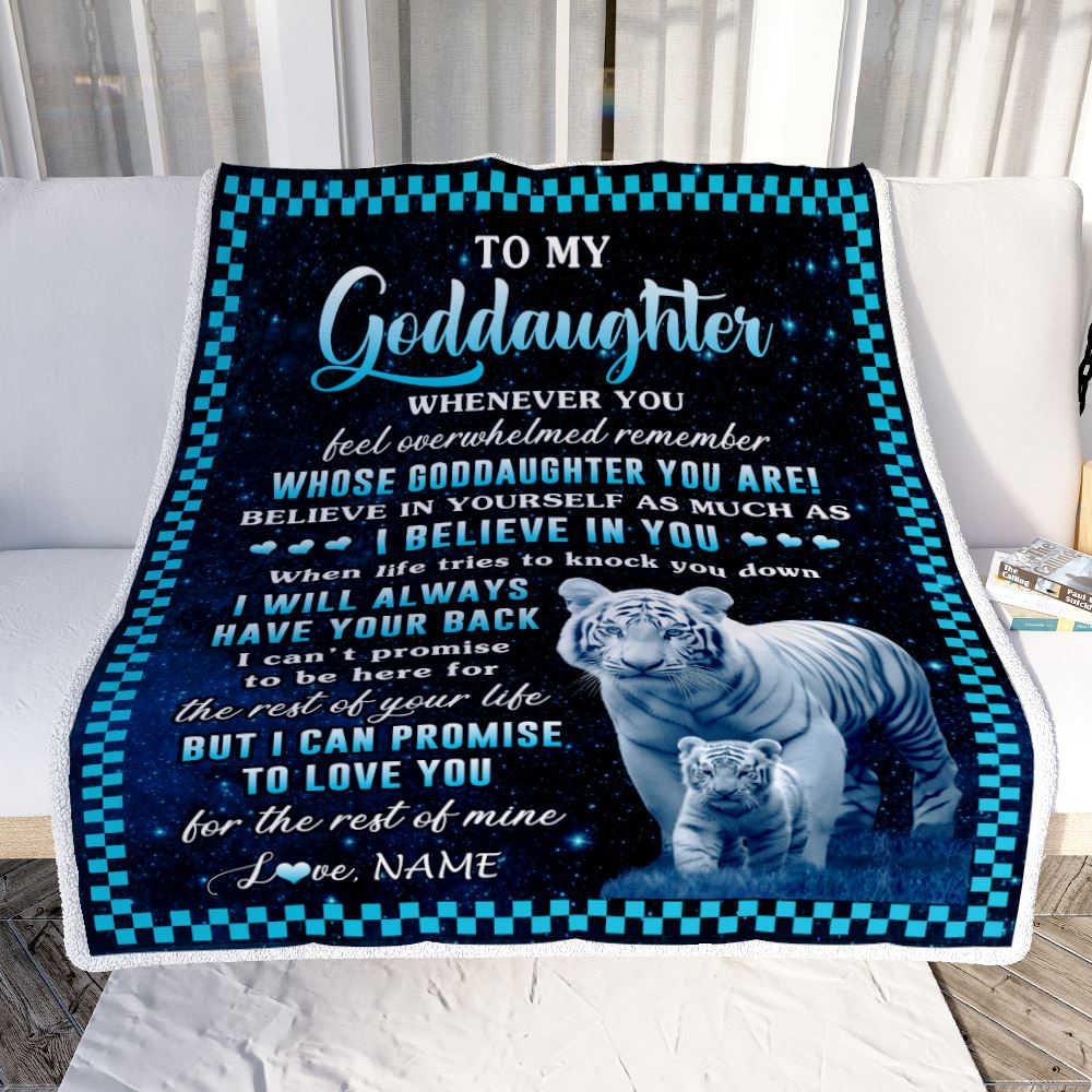 Personalized To My Goddaughter Blanket From Godmother Whenever You Feel White Tiger Goddaughter Birthday Gifts Graduation Christmas Customized Fleece Blanket | siriusteestore