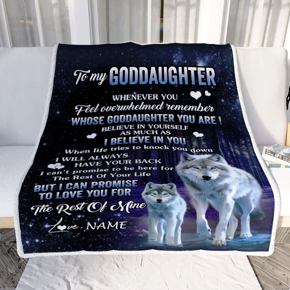 Personalized To My Goddaughter Blanket From Godmother Whenever You Feel Wolf Goddaughter Birthday Gifts Graduation Christmas Customized Fleece Blanket | siriusteestore