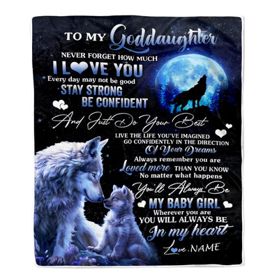 Personalized To My Goddaughter Blanket From Godmother Wolf Never Forget How Much I Love You Goddaughter Birthday Christmas Customized Bed Fleece Blanket | siriusteestore