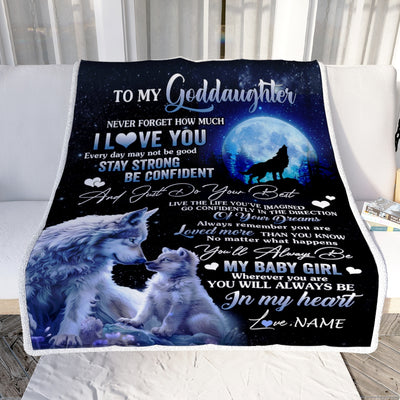 Personalized To My Goddaughter Blanket From Godmother Wolf Never Forget How Much I Love You Goddaughter Birthday Christmas Customized Bed Fleece Blanket | siriusteestore