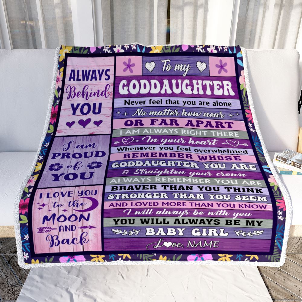 Personalized To My Goddaughter Blanket From Godmother Wood Never Feel Alone Goddaughter Gifts Birthday Graduation Christmas Customized Fleece Blanket | siriusteestore