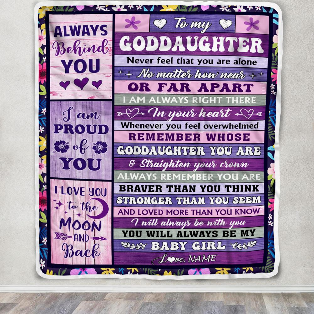 Personalized To My Goddaughter Blanket From Godmother Wood Never Feel Alone Goddaughter Gifts Birthday Graduation Christmas Customized Fleece Blanket | siriusteestore