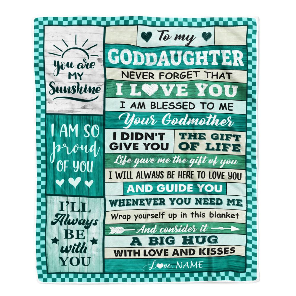 Personalized To My Goddaughter Blanket From Godmother Wood Never Forget That I Love You Birthday Gift For Goddaughter Christmas Customized Fleece Blanket | siriusteestore