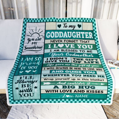 Personalized To My Goddaughter Blanket From Godmother Wood Never Forget That I Love You Birthday Gift For Goddaughter Christmas Customized Fleece Blanket | siriusteestore