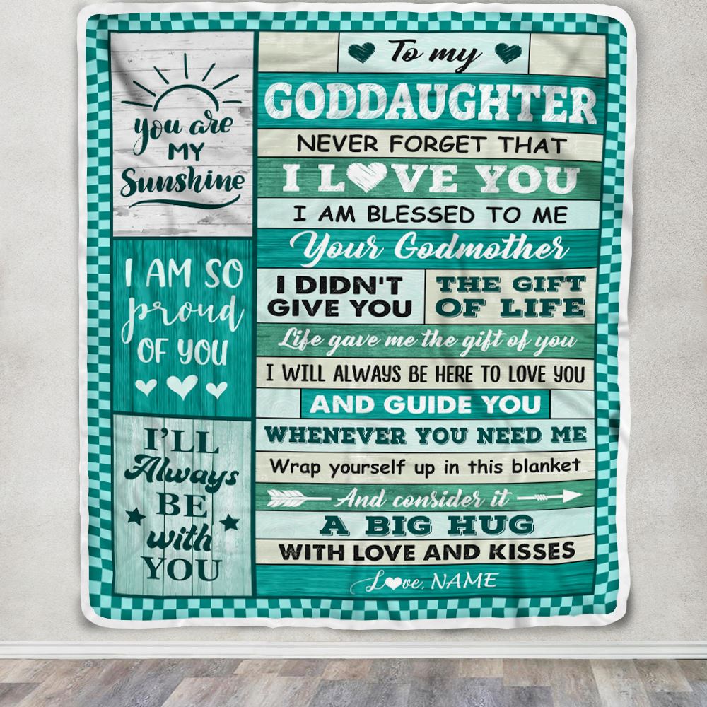 Personalized To My Goddaughter Blanket From Godmother Wood Never Forget That I Love You Birthday Gift For Goddaughter Christmas Customized Fleece Blanket | siriusteestore