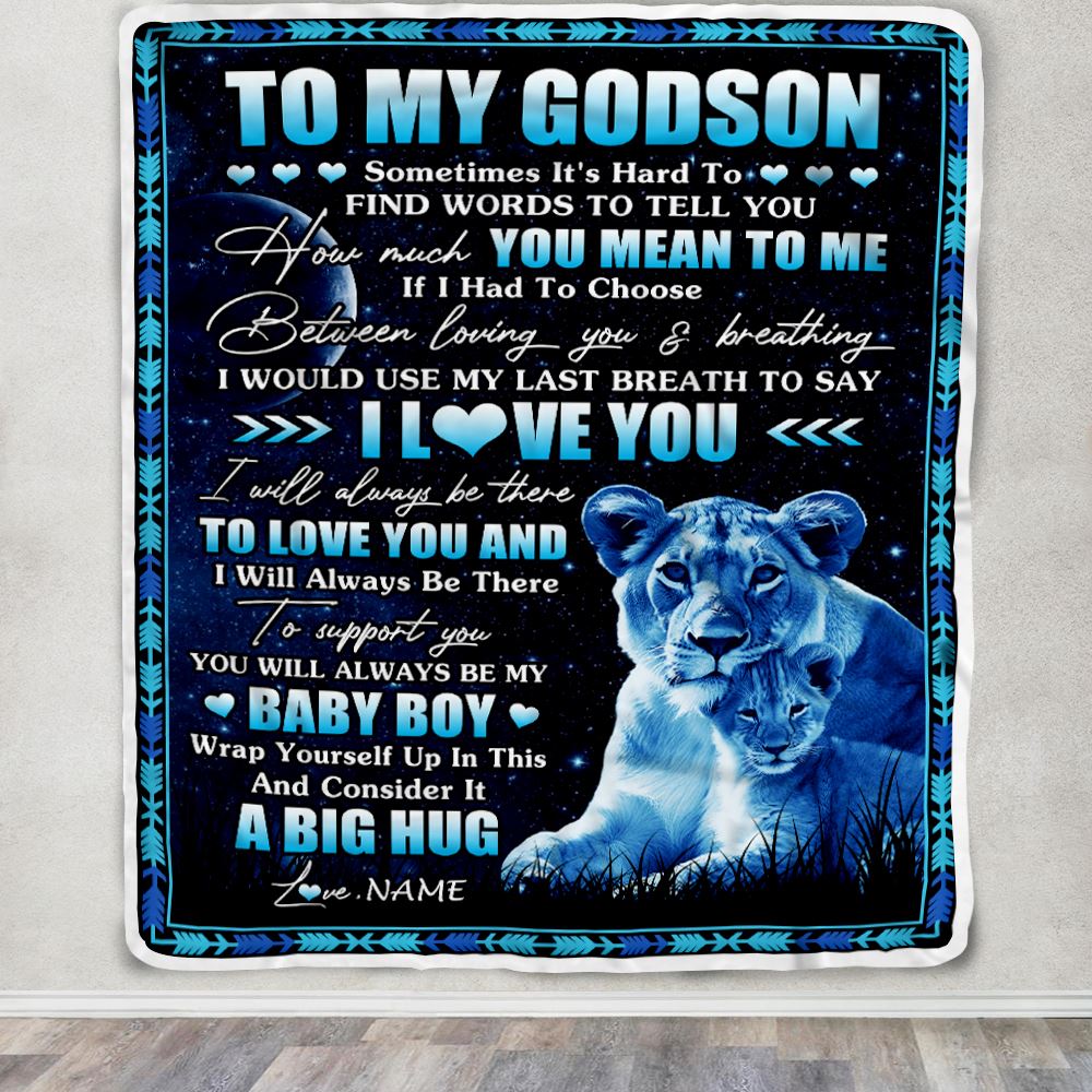 Personalized To My Goddaughter Blanket From Godmother You Mean Yo Me My Baby Boy Lion Goddaughter Birthday Graduation Christmas Customized Bed Fleece Blanket | siriusteestore