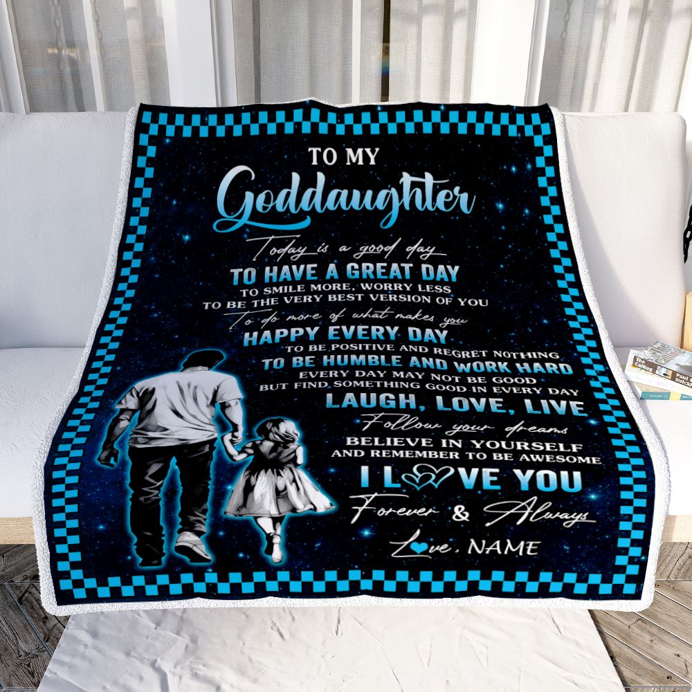 Personalized To My Goddaughter Blanket From Uncle Every Day Laugh Love Live Uncle Goddaughter Birthday Gifts Graduation Christmas Customized Fleece Blanket | siriusteestore