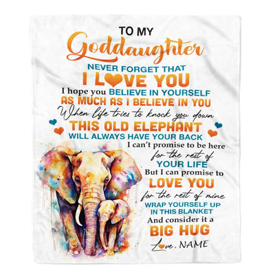 Personalized To My Goddaughter Blanket Gift From Godmother Aunt This Old Elephant Love You Goddaughter Birthday Graduation Christmas Customized Fleece Blanket | siriusteestore