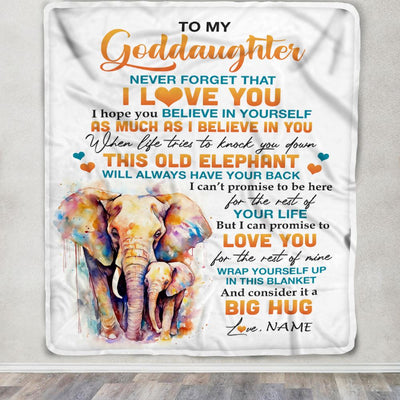 Personalized To My Goddaughter Blanket Gift From Godmother Aunt This Old Elephant Love You Goddaughter Birthday Graduation Christmas Customized Fleece Blanket | siriusteestore