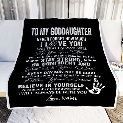 Personalized To My Goddaughter Blanket I Love You Forever From Godmother Godfather Goddaughter Birthday Christmas Graduation Customized Fleece Blanket | siriusteestore