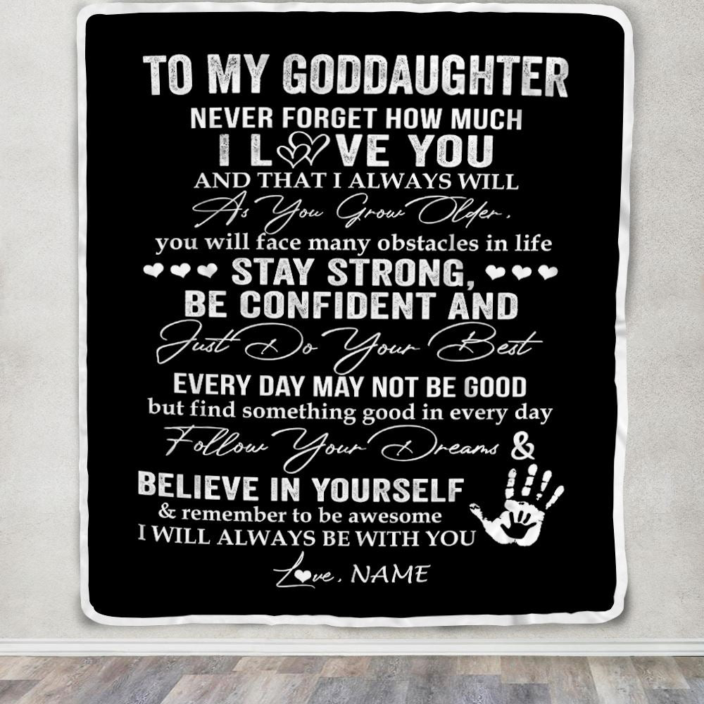 Personalized To My Goddaughter Blanket I Love You Forever From Godmother Godfather Goddaughter Birthday Christmas Graduation Customized Fleece Blanket | siriusteestore
