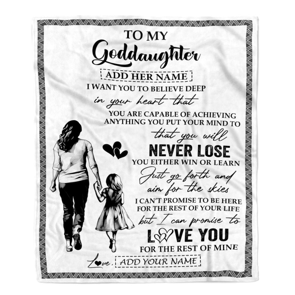 Personalized To My Goddaughter Blanket You Will Never Lose From Godmother Aunt Goddaughter Birthday Gifts Graduation Christmas Customized Fleece Blanket | siriusteestore