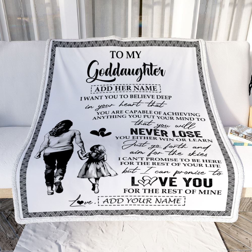 Personalized To My Goddaughter Blanket You Will Never Lose From Godmother Aunt Goddaughter Birthday Gifts Graduation Christmas Customized Fleece Blanket | siriusteestore