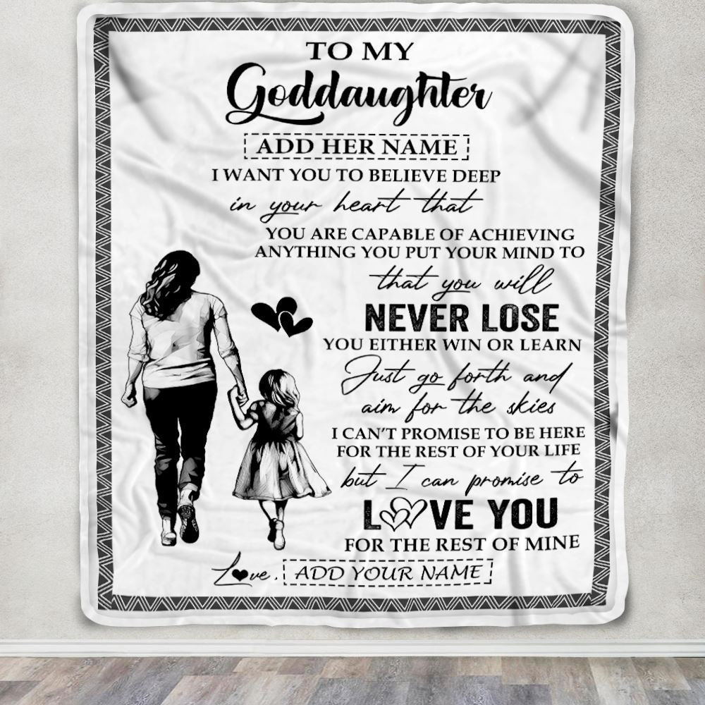 Personalized To My Goddaughter Blanket You Will Never Lose From Godmother Aunt Goddaughter Birthday Gifts Graduation Christmas Customized Fleece Blanket | siriusteestore