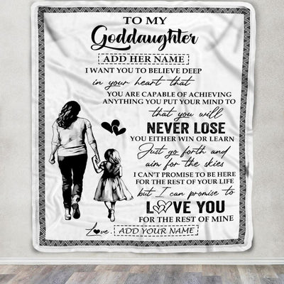 Personalized To My Goddaughter Blanket You Will Never Lose From Godmother Aunt Goddaughter Birthday Gifts Graduation Christmas Customized Fleece Blanket | siriusteestore