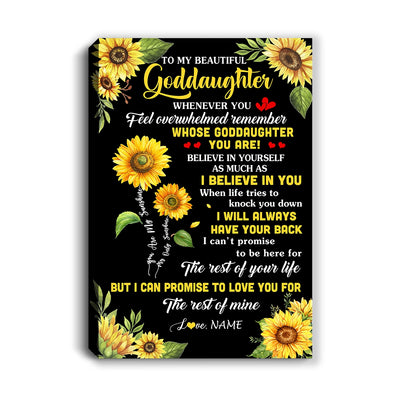 Personalized To My Goddaughter Canvas From Aunt Whenever You Feel Sunflower Goddaughter Birthday Gifts Graduation Christmas Custom Wall Art Print Framed Canvas | siriusteestore
