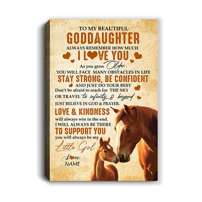 Personalized To My Goddaughter Canvas From Godfather Aunt Always Remember I Love You Horse Goddaughter Birthday Gifts Christmas Custom Wall Art Print Framed Canvas | siriusteestore