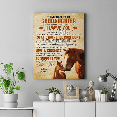 Personalized To My Goddaughter Canvas From Godfather Aunt Always Remember I Love You Horse Goddaughter Birthday Gifts Christmas Custom Wall Art Print Framed Canvas | siriusteestore