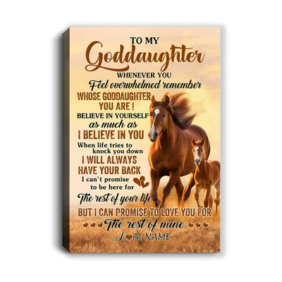 Personalized To My Goddaughter Canvas From Godfather Aunt Whenever You Feel Horse Goddaughter Birthday Gifts Graduation Christmas Custom Wall Art Print Framed Canvas | siriusteestore