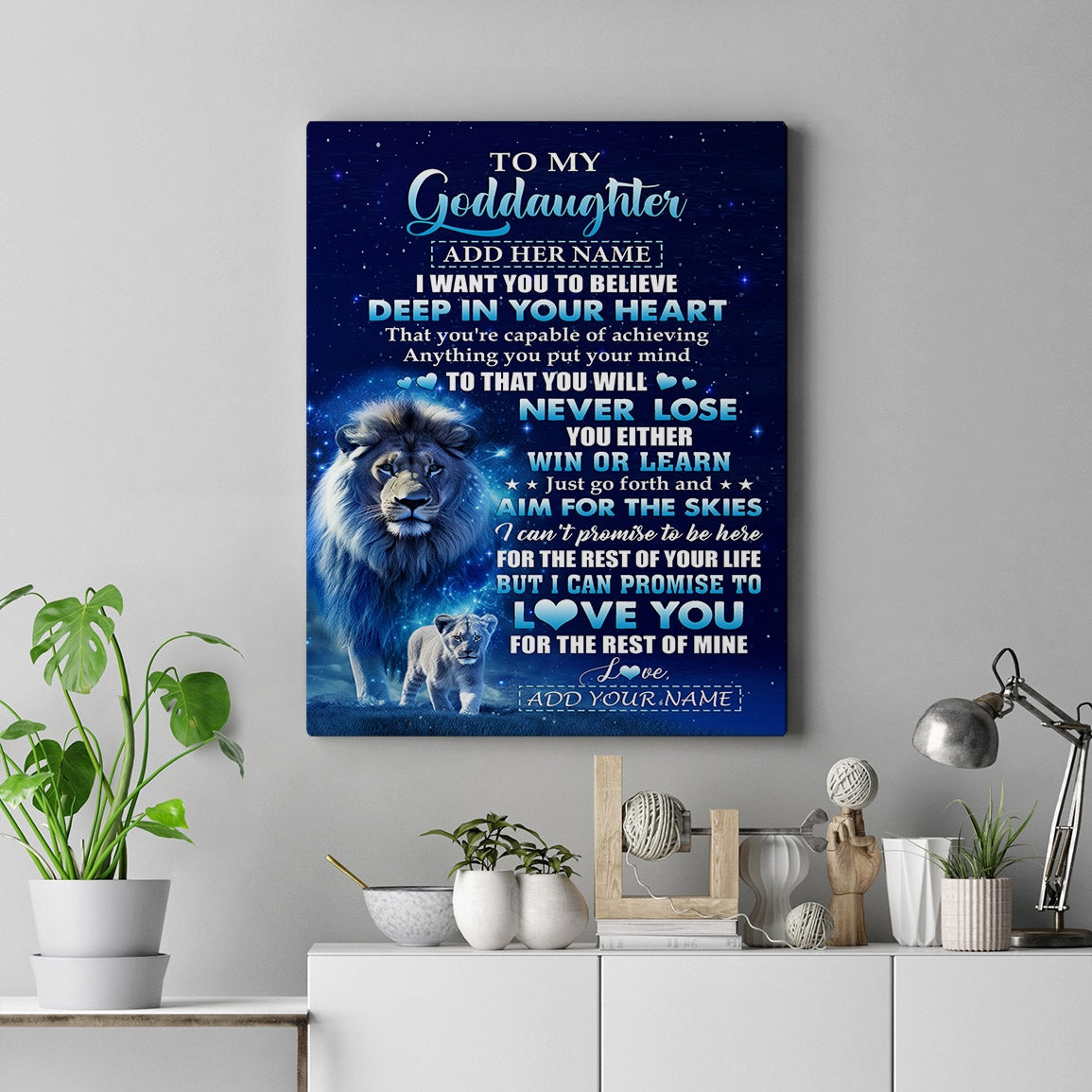 Personalized To My Goddaughter Canvas From Godfather Uncle Believe Your Heart Goddaughter Gift Birthday Graduation Christmas Custom Wall Art Print Framed Canvas | siriusteestore