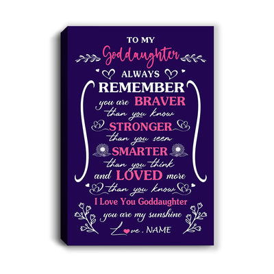 Personalized To My Goddaughter Canvas From Godmother Aunt Unclue Purple I Love You Niece Birthday Gifts Graduation Christmas Custom Wall Art Print Framed Canvas | siriusteestore