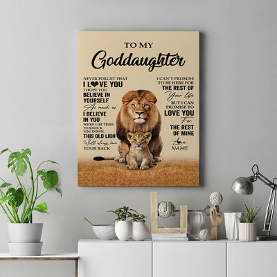 Personalized To My Goddaughter Canvas From Uncle Lion Never Forget That I Love You Goddaughter Birthday Gifts Graduation Christmas Custom Wall Art Print Framed Canvas | siriusteestore