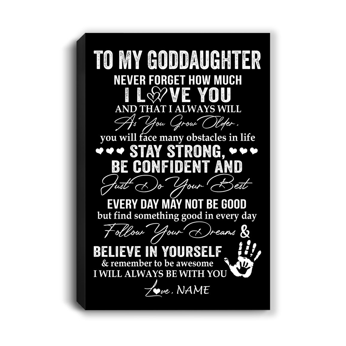 Personalized To My Goddaughter Canvas I Love You Forever From Godmother Godfather Goddaughter Birthday Gifts Christmas Graduation Custom Wall Art Print Framed Canvas | siriusteestore