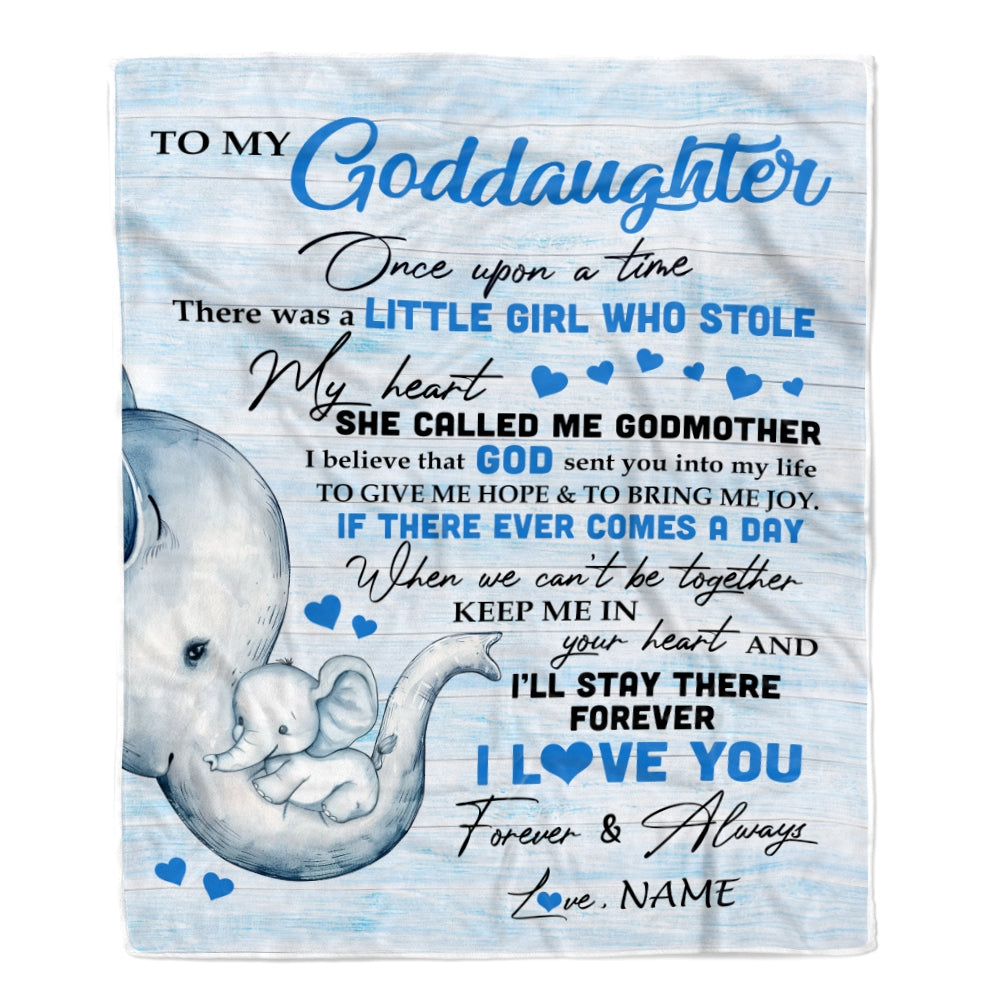 Personalized To My Goddaughter Elephant Blanket From Godmother I'll Stay There Forever Goddaughter Birthday Christmas Customized Bed Quilt Fleece Throw Blanket | siriusteestore
