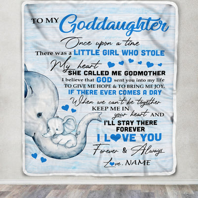Personalized To My Goddaughter Elephant Blanket From Godmother I'll Stay There Forever Goddaughter Birthday Christmas Customized Bed Quilt Fleece Throw Blanket | siriusteestore