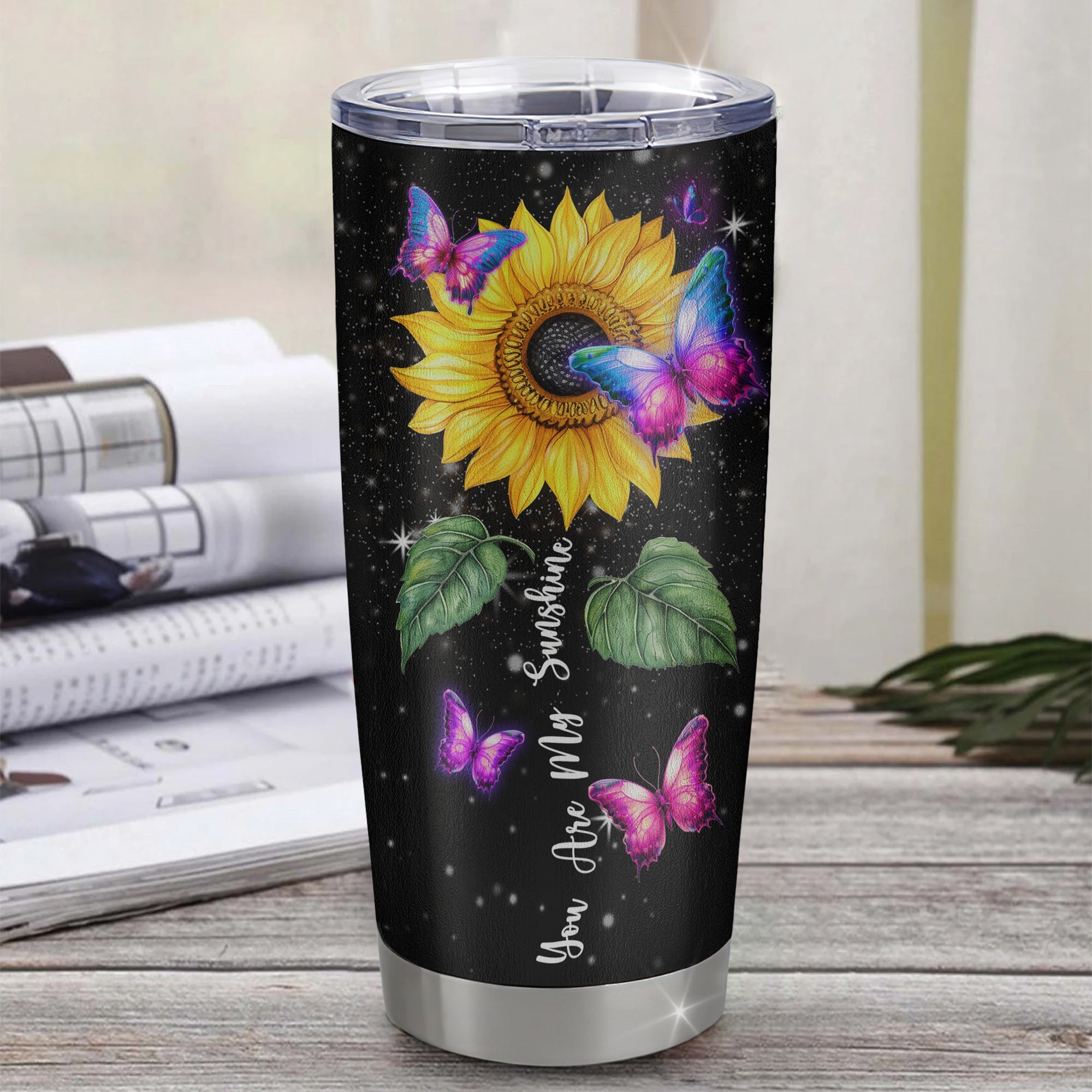 Personalized To My Goddaughter From Aunt Auntie Stainless Steel Tumbler Cup You Are My Sunshine Sunflower Butterfly Goddaughter Birthday Graduation Christmas Travel Mug | siriusteestore