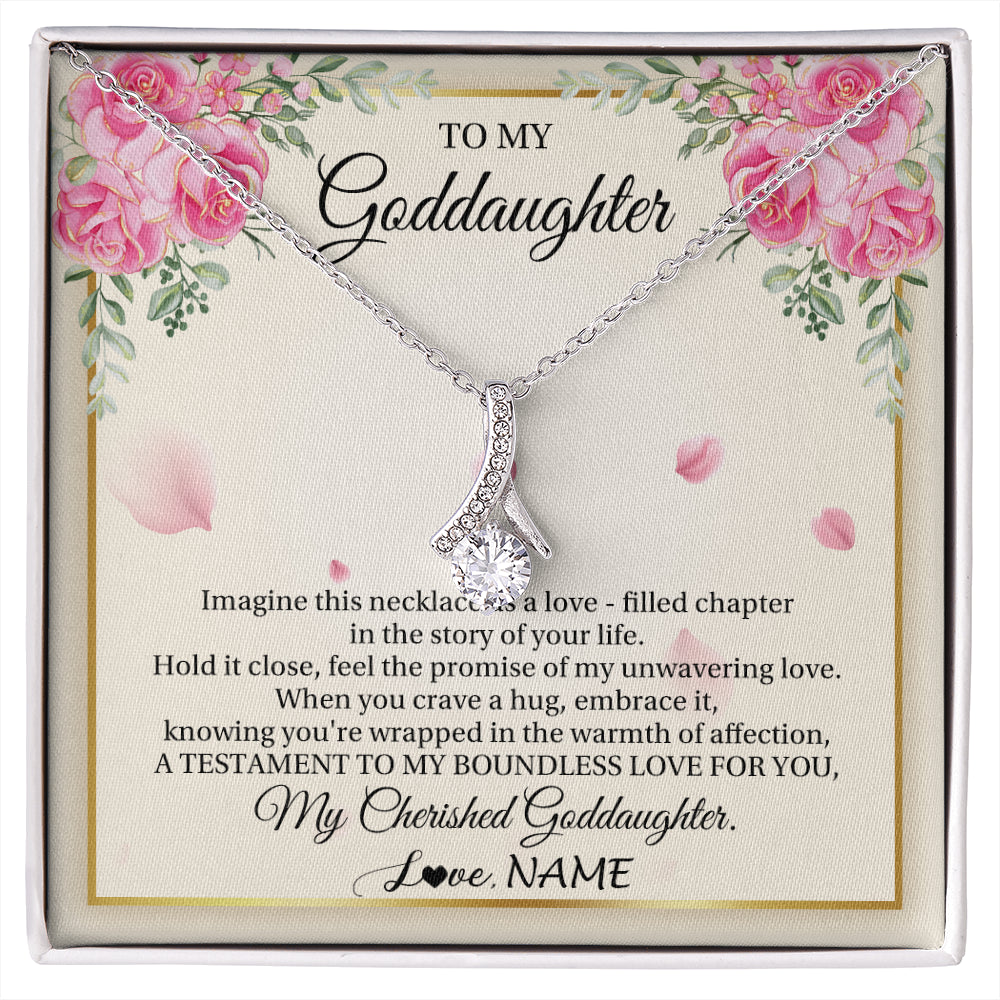 Alluring Beauty Necklace 14K White Gold Finish | 1 | Personalized To My Goddaughter From Aunt Imagine This Necklace As A Love Goddaughter Birthday Graduation Christmas Customized Gift Box Message Card | siriusteestore