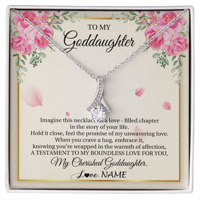 Alluring Beauty Necklace 14K White Gold Finish | 1 | Personalized To My Goddaughter From Aunt Imagine This Necklace As A Love Goddaughter Birthday Graduation Christmas Customized Gift Box Message Card | siriusteestore