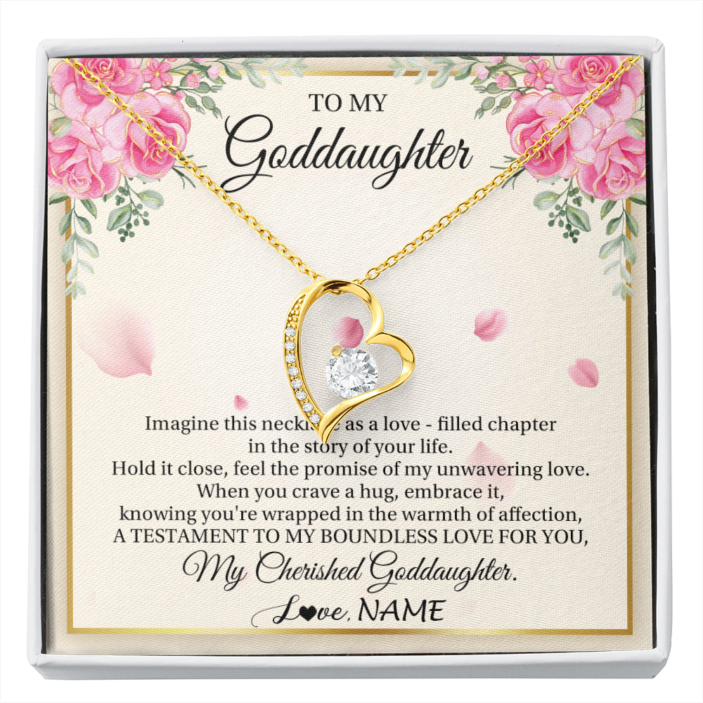 Forever Love Necklace 18K Yellow Gold Finish | 1 | Personalized To My Goddaughter From Aunt Imagine This Necklace As A Love Goddaughter Birthday Graduation Christmas Customized Gift Box Message Card | siriusteestore