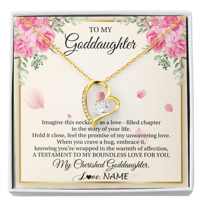 Forever Love Necklace 18K Yellow Gold Finish | 1 | Personalized To My Goddaughter From Aunt Imagine This Necklace As A Love Goddaughter Birthday Graduation Christmas Customized Gift Box Message Card | siriusteestore